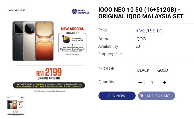 iQOO Neo 10 malaysia price