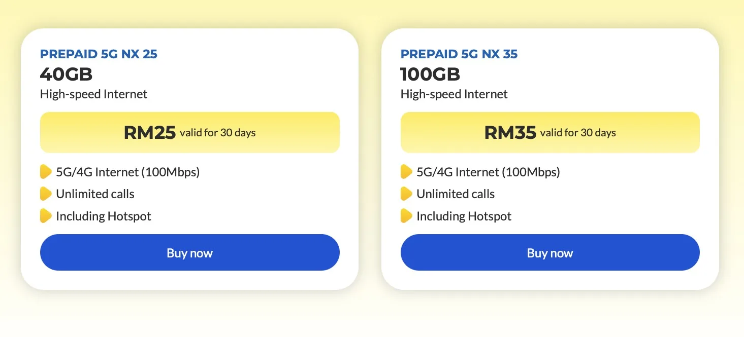 CelcomDigi NX Prepaid plan