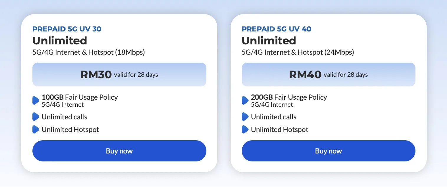 CelcomDigi UV Prepaid plan