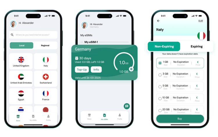 Kaspersky eSIM Store screens