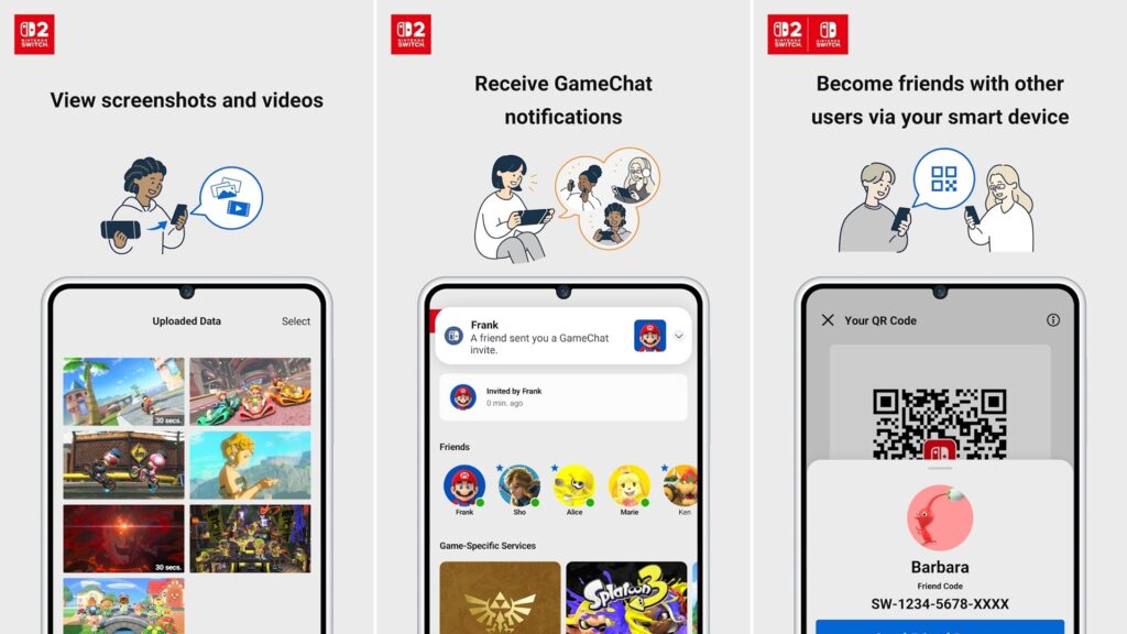 Nintendo Switch app screens