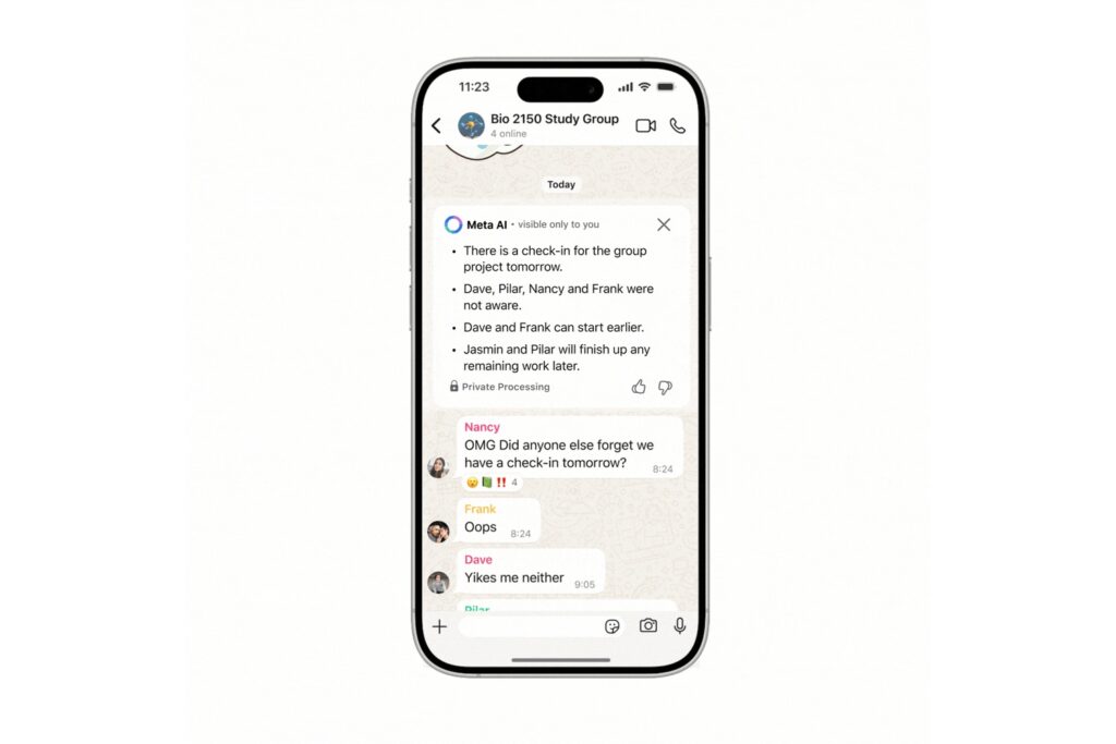 WhatsApp AI summary sample