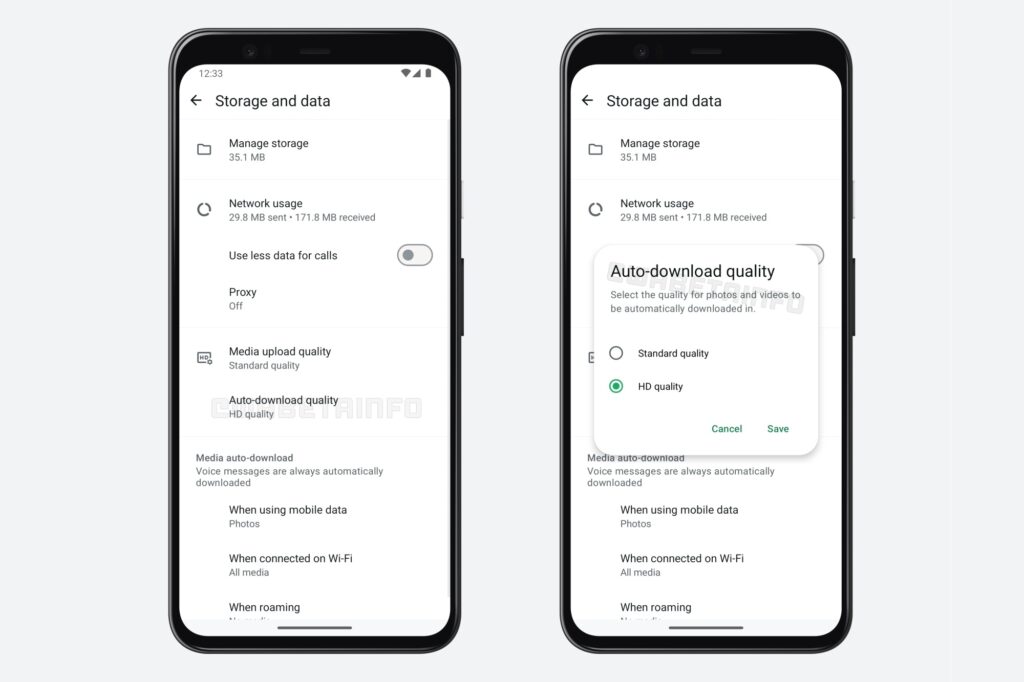 WhatsApp auto download quality