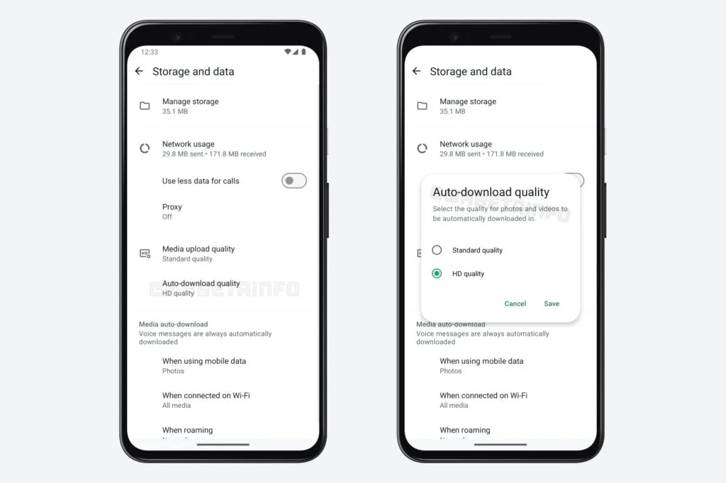 WhatsApp auto download quality