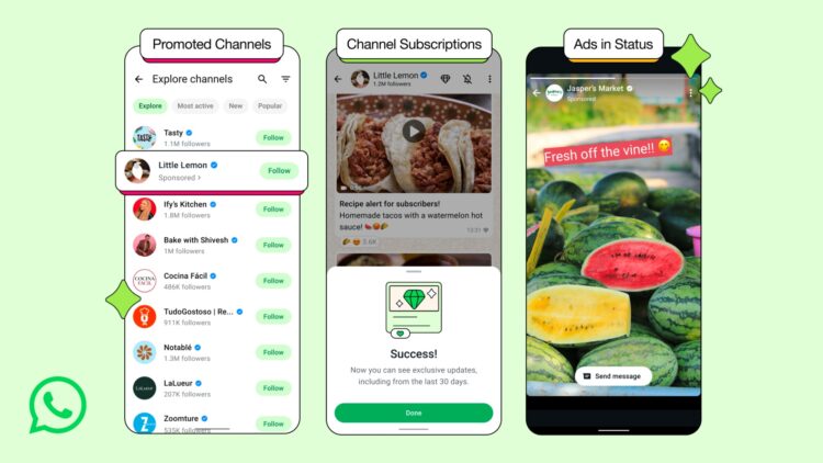 whatsapp subscription promoted channels updates tab