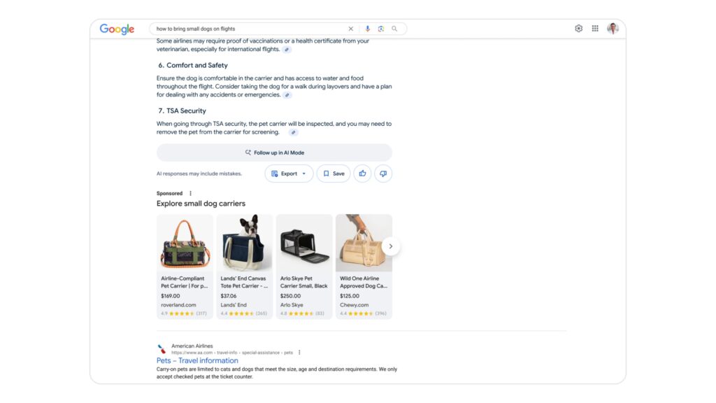 Ads in AI Overviews - retail_desktop
