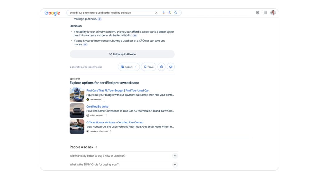 Ads in AI Overviews - retail_desktop