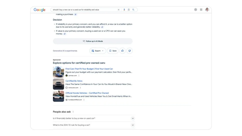 Ads in AI Overviews - retail_desktop