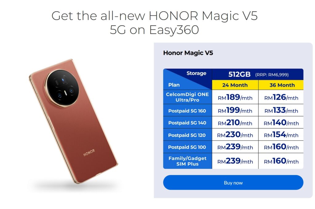 HONOR Magic V5 CelcomDigi Easy360