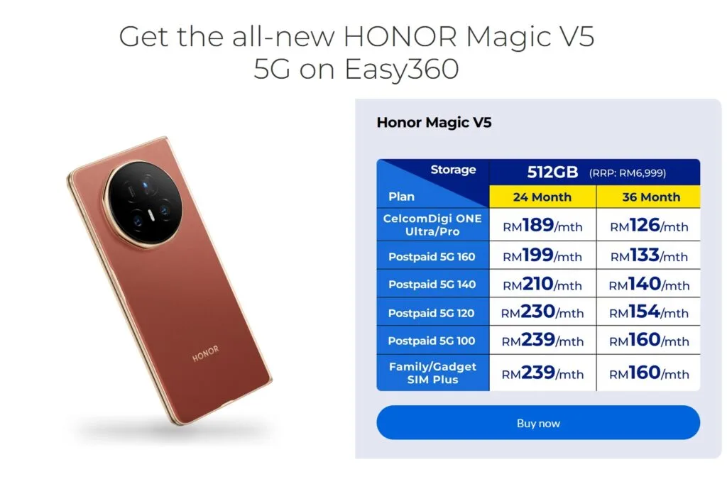 HONOR Magic V5 CelcomDigi Easy360