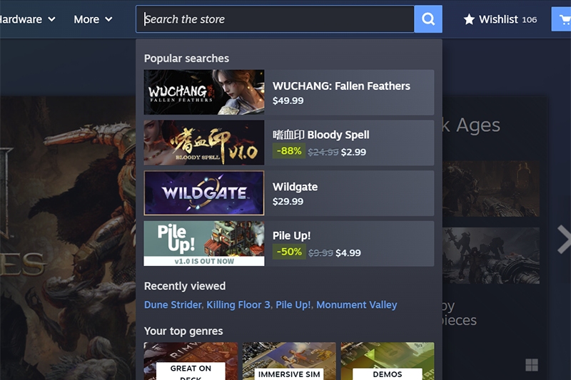 Steam store redesign beta popular searches