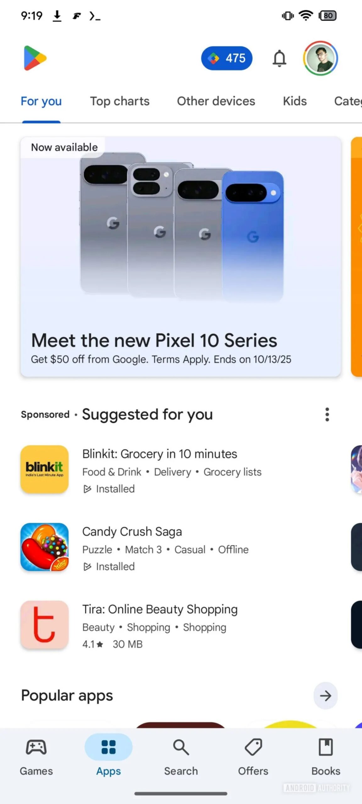 Google Pixel 10 Play Store banner