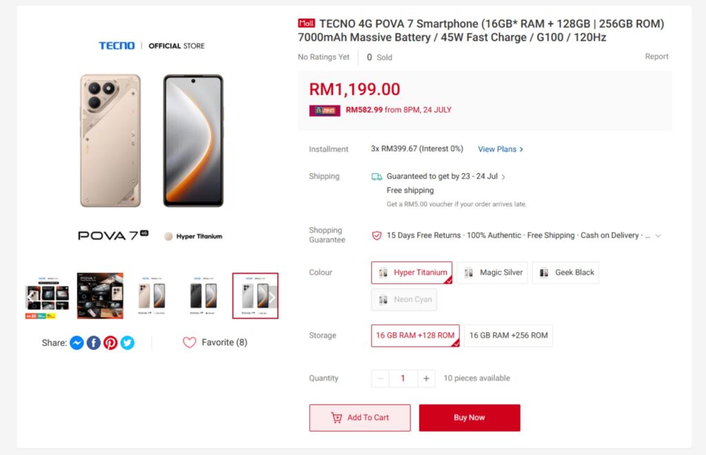 tecno pova 7 4g lands in malaysia