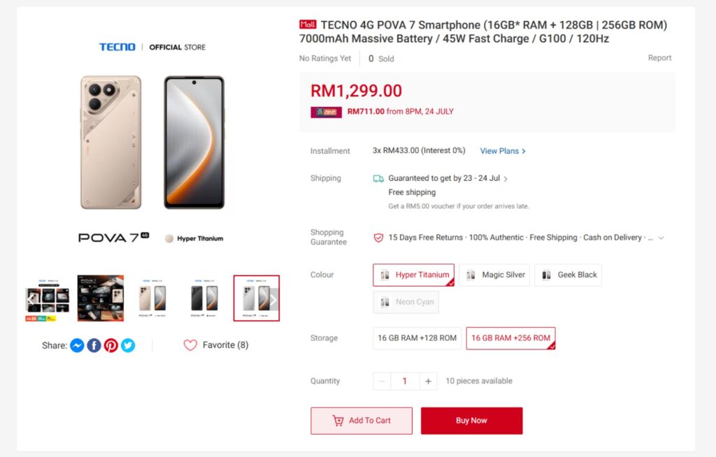 tecno pova 7 4g lands in malaysia