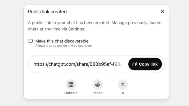 ChatGPT Discoverable Option Removed