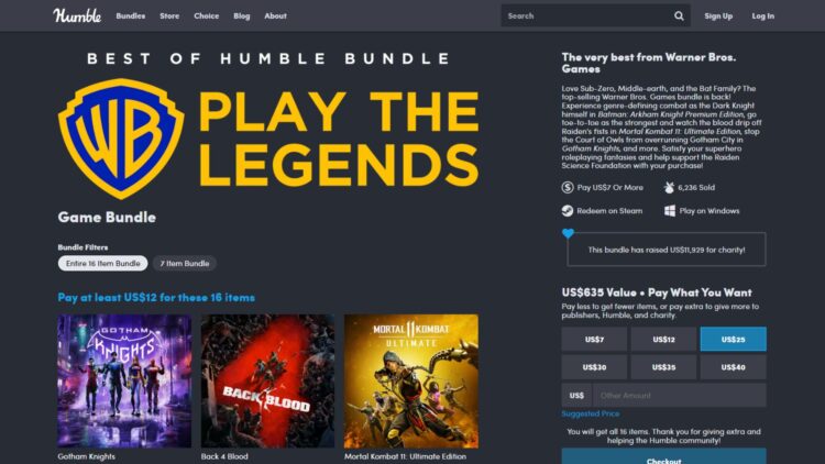Humble Bundle WB Play the Legends collection