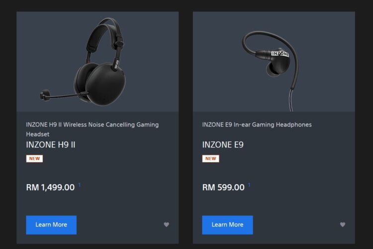 Sony Malaysia Inzone audio prices