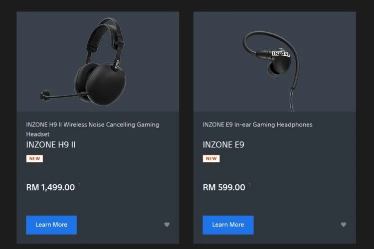 Sony Malaysia Inzone audio prices