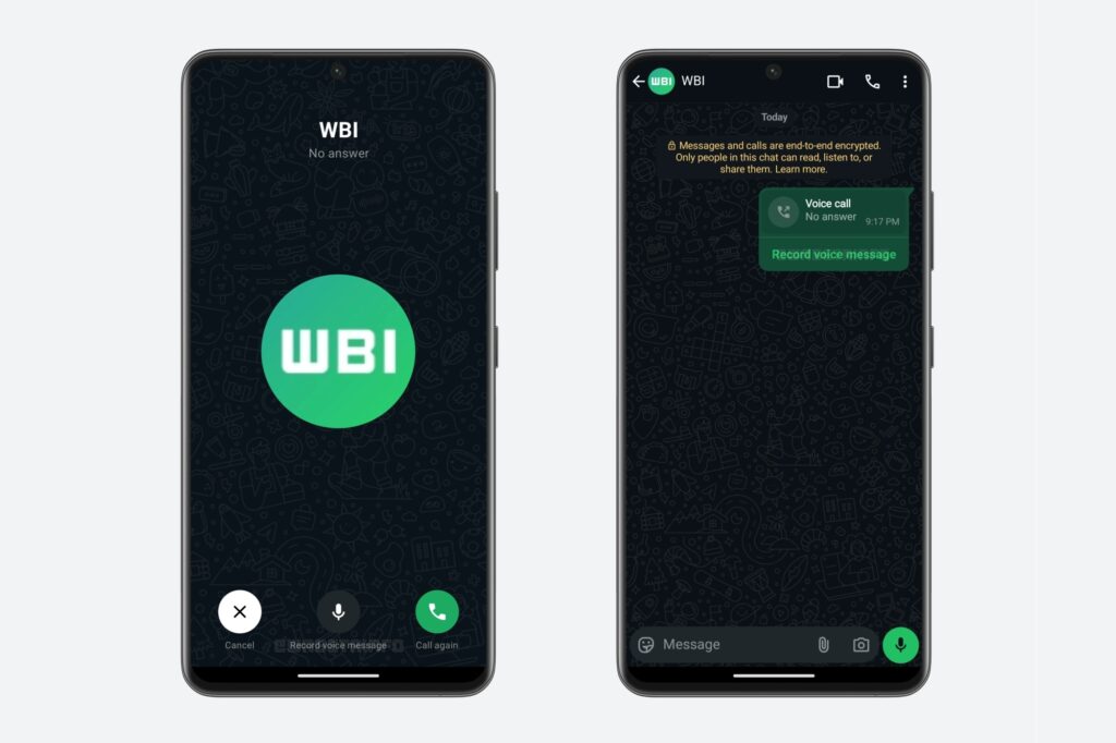 WhatsApp missed call voice message