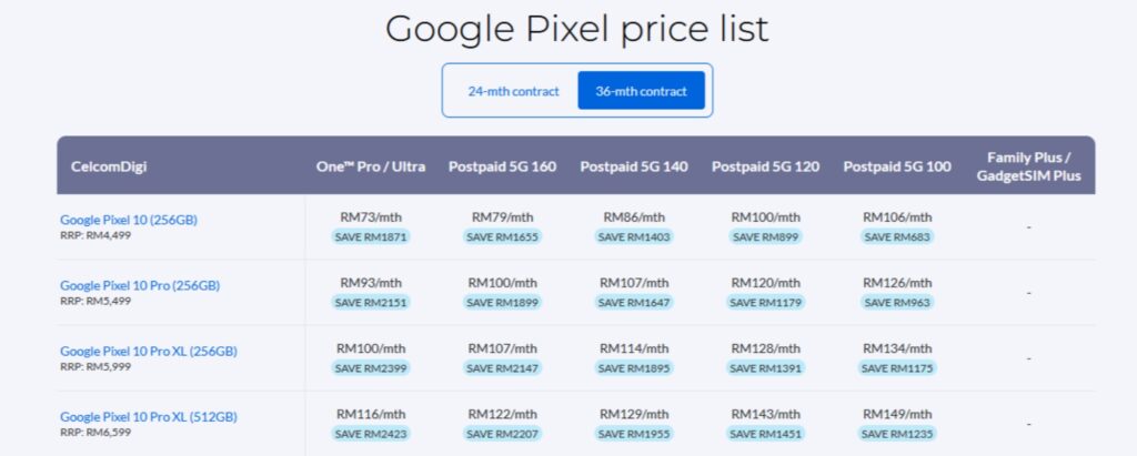 Google Pixel 10 CelcomDigi pre-orders