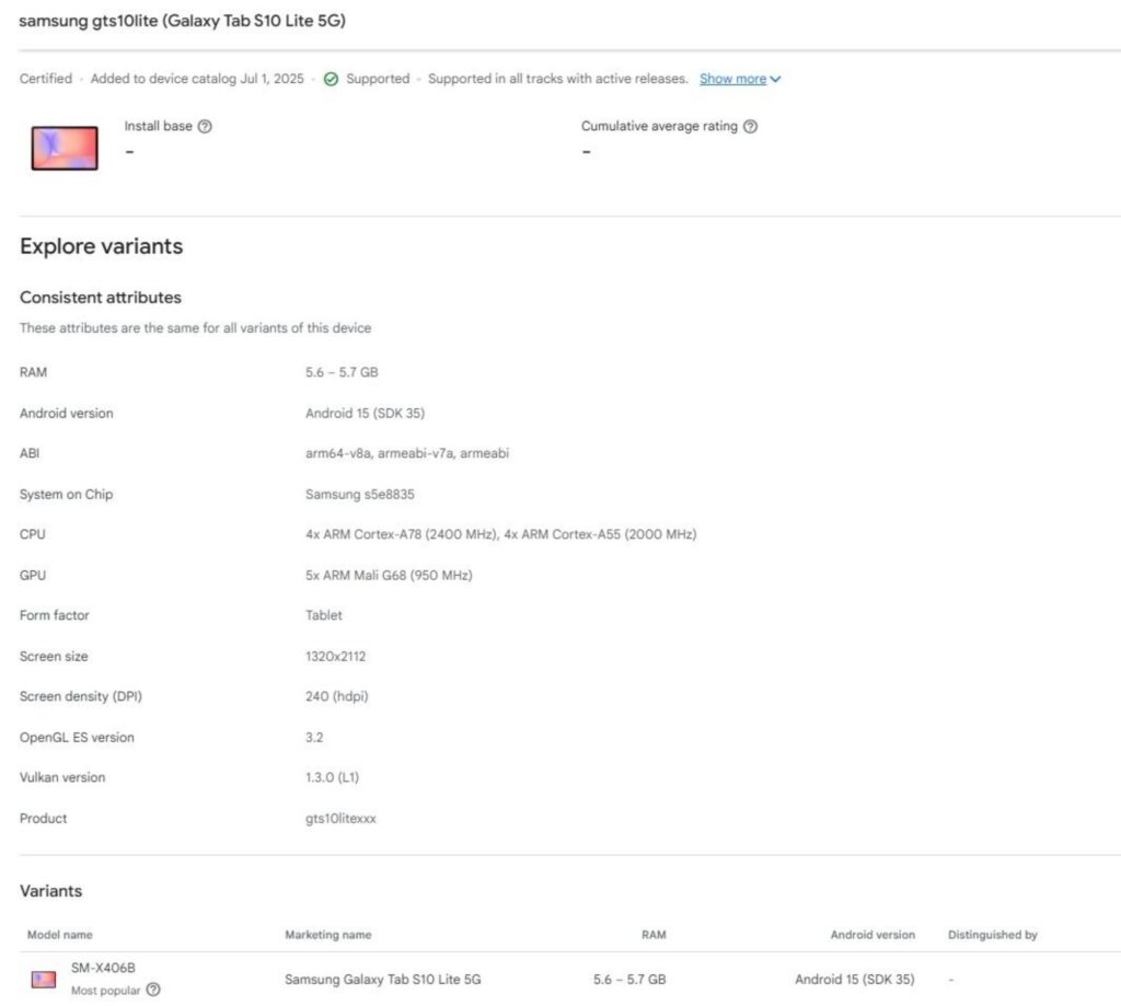 Samsung Galaxy Tab S10 Lite