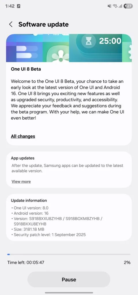 One UI 8 Beta S23