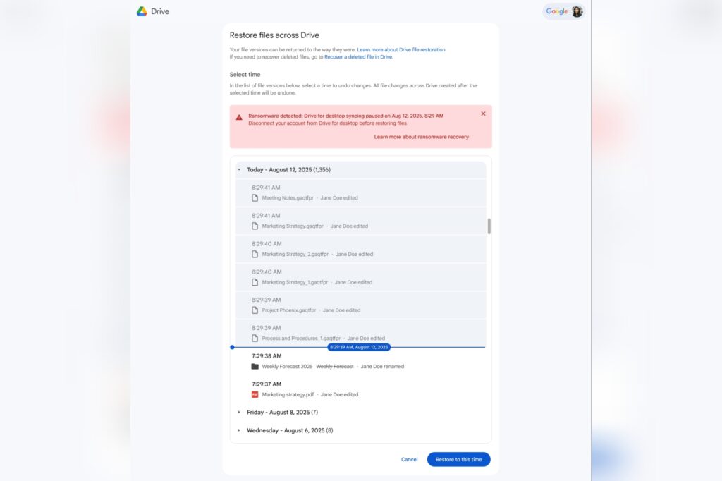 Google Drive for Desktop restore