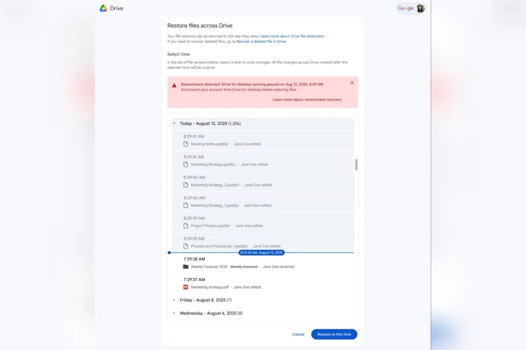 Google Drive for Desktop restore