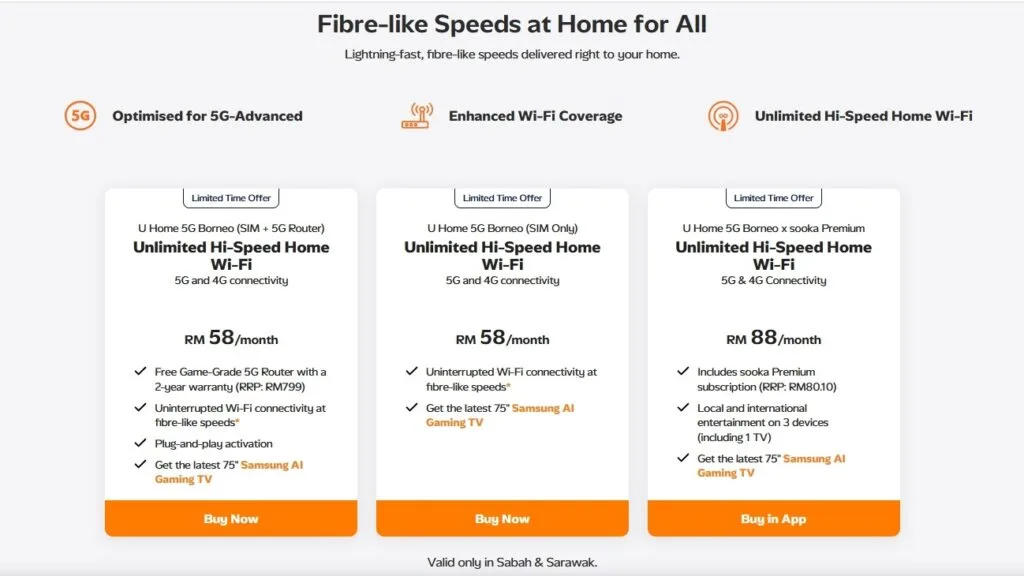 U Home 5G Borneo options