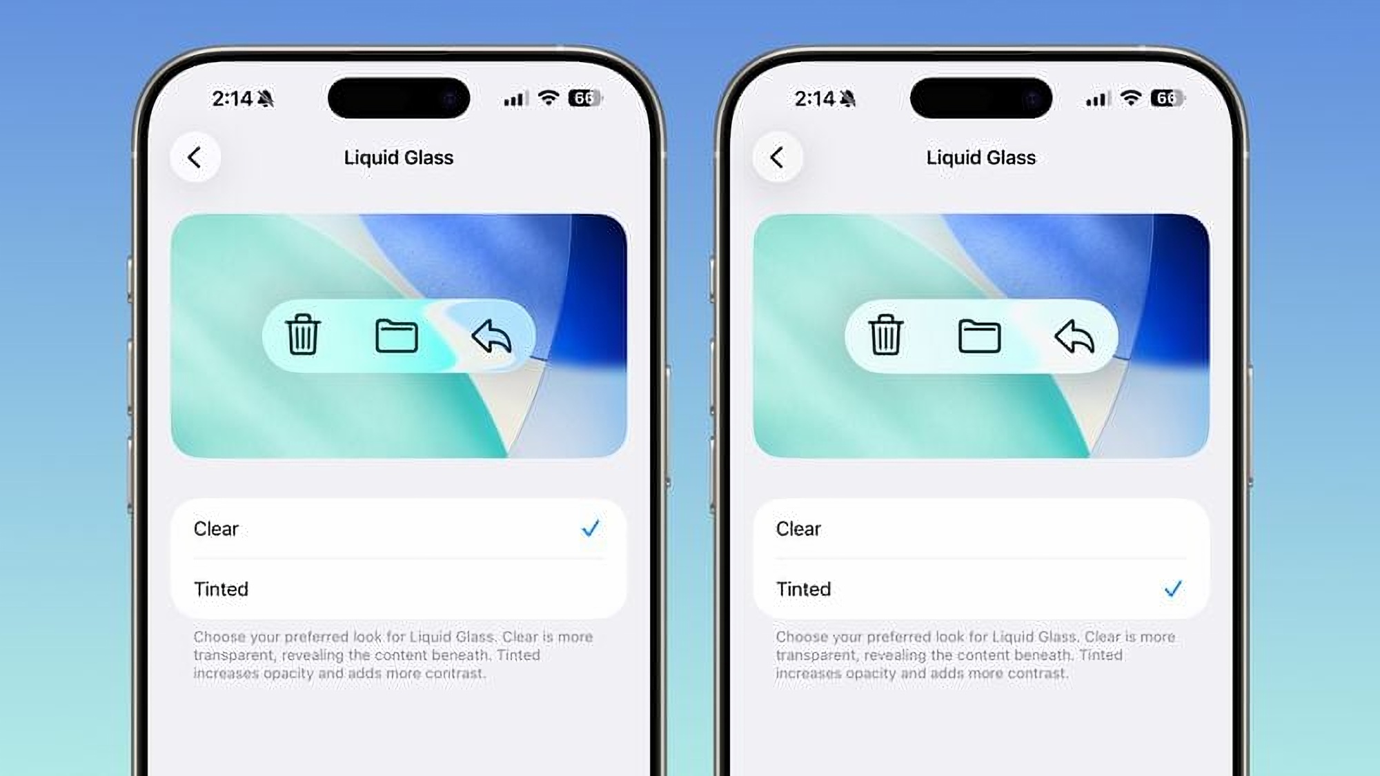 apple liquid glass visibility options ios 26.1 beta