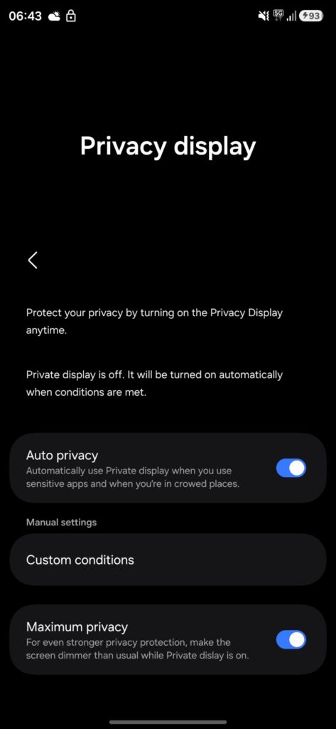 Samsung Galaxy S26 Ultra Privacy Display One UI 8.5