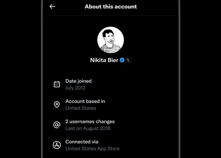 x twitter country of origin account internal testing