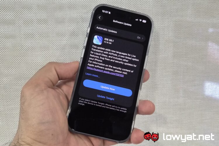 Apple iOS 26.1 update