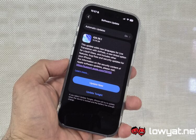 Apple iOS 26.1 update