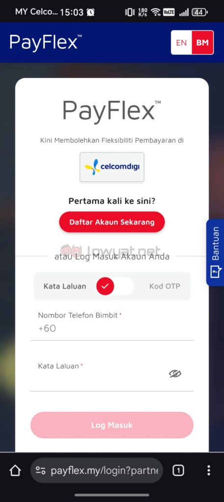 CelcomDigi app PayFlex