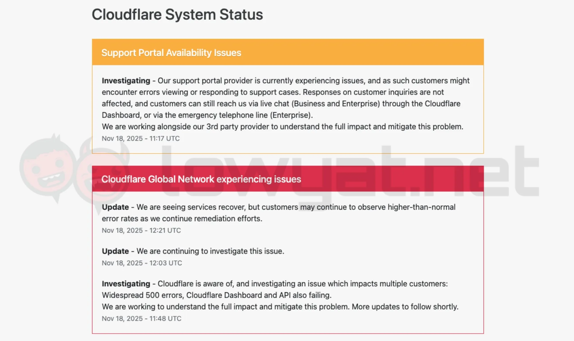 cloudflare issue affecting websites and X