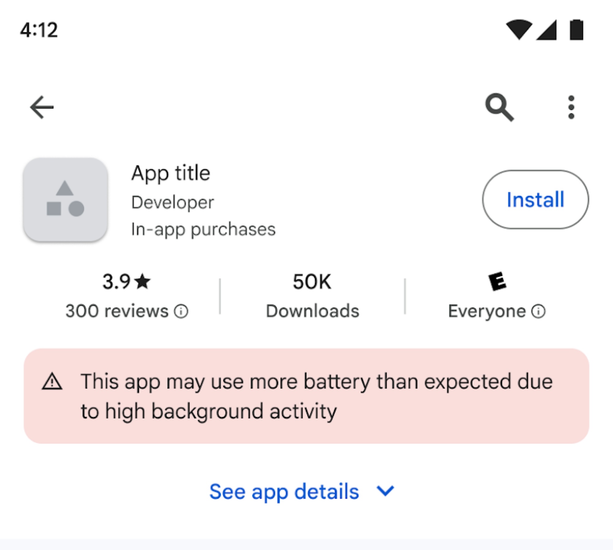 Google Play Store app warning