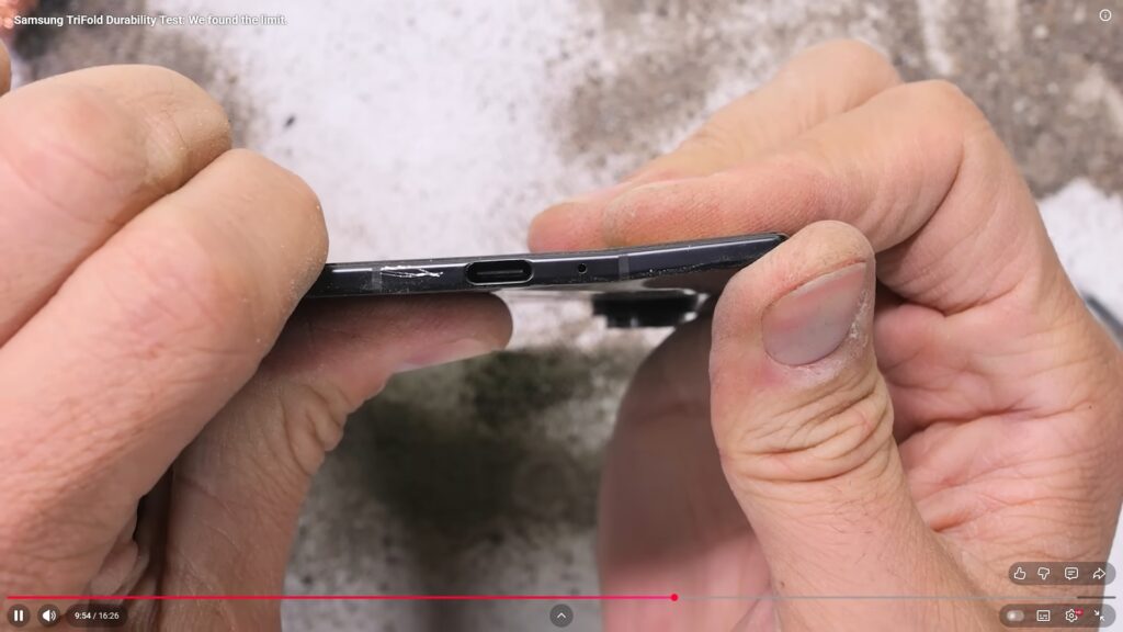 Samsung Galaxy Z TriFold JerryRigEverything corner bend