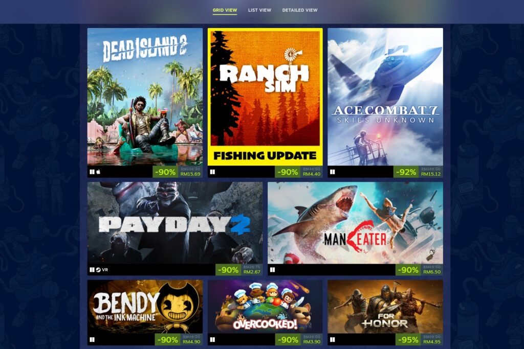 Steam Winter Sale 2025 90% grid