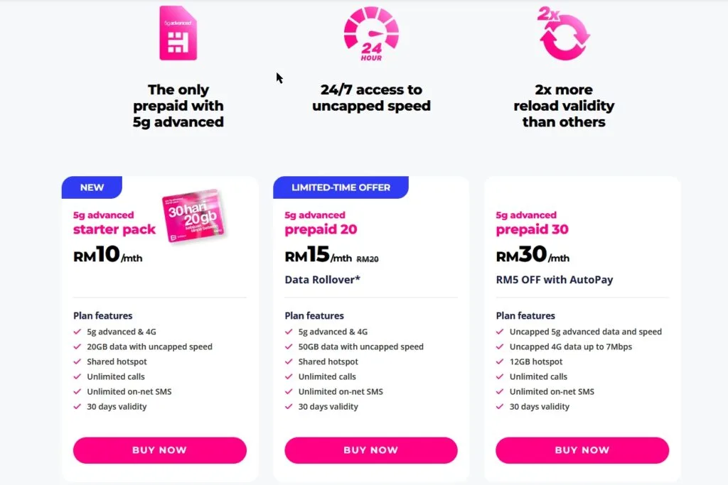 Yes 5G Advanced Prepaid Plans