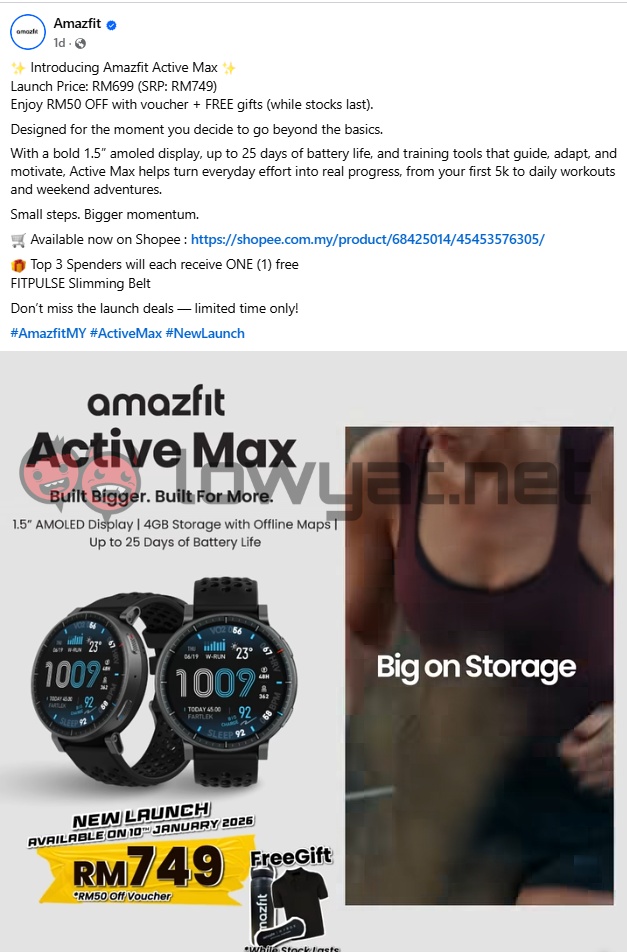 Amazfit Active Max Pricing FB Post 1
