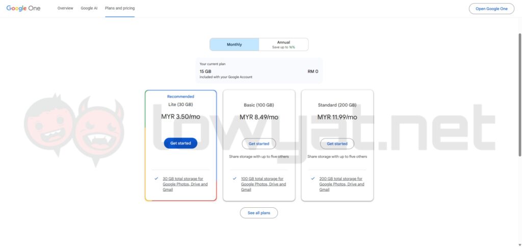 Google One Lite launch Malaysia