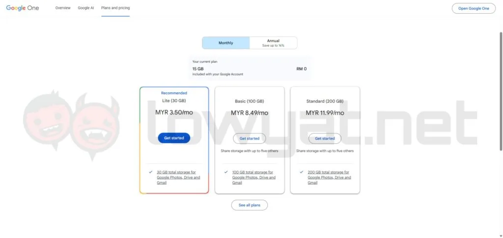 Google One Lite launch Malaysia