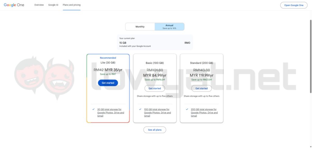 Google One Lite launch Malaysia