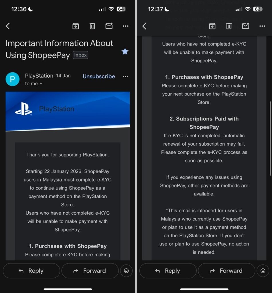 PlayStation Store ShopeePay eKYC email