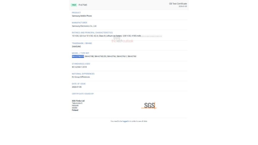 Samsung Galaxy S26+, A57 5G, A37 5G Battery, Charging Specs Revealed