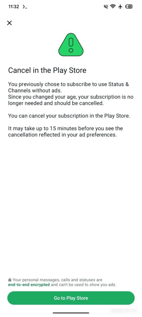WhatsApp Pay For Ad-Free