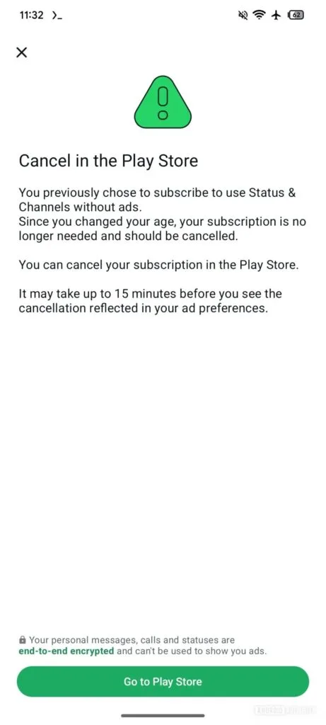 WhatsApp Pay For Ad-Free