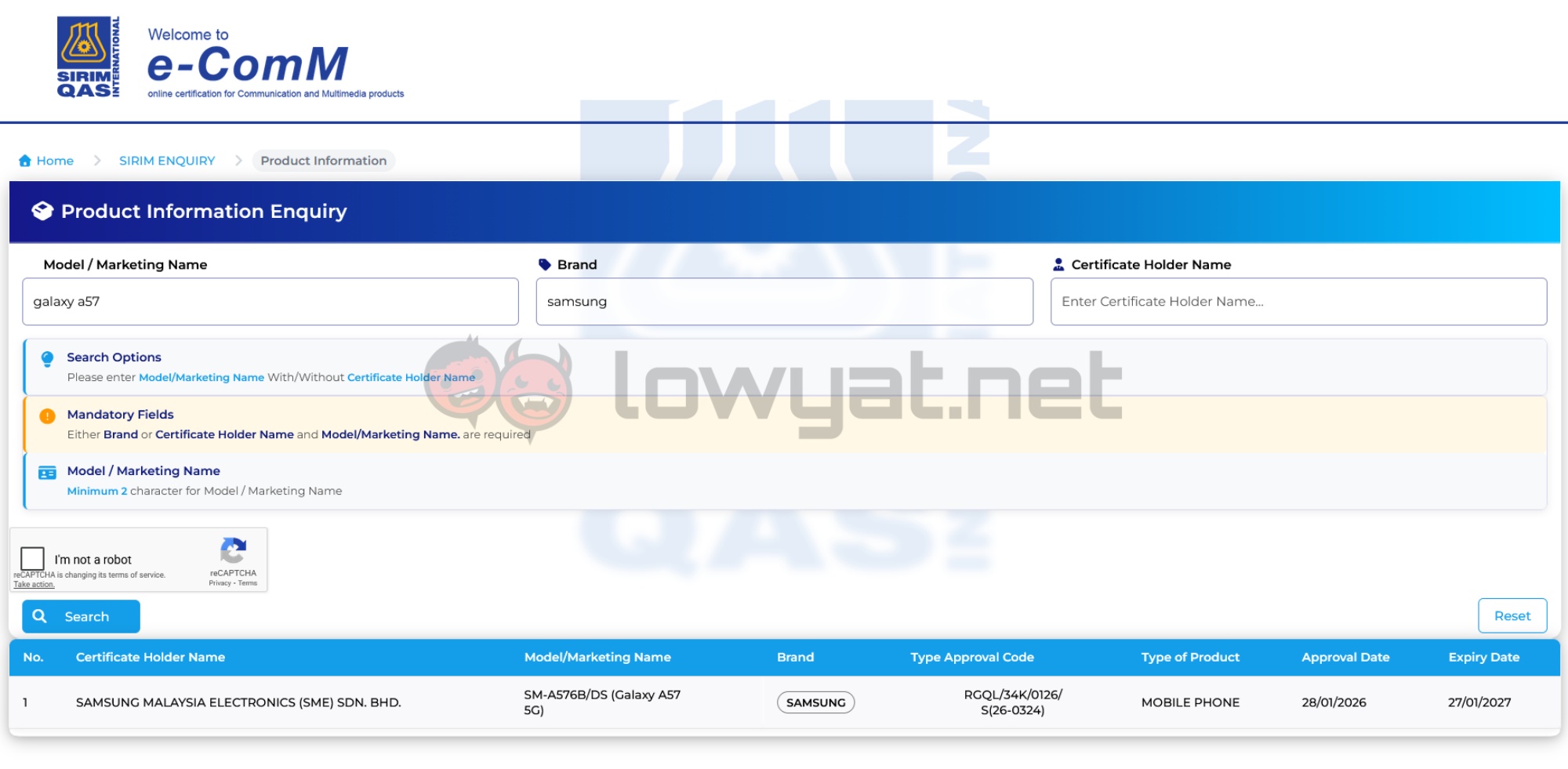 Samsung Galaxy A57 SIRIM