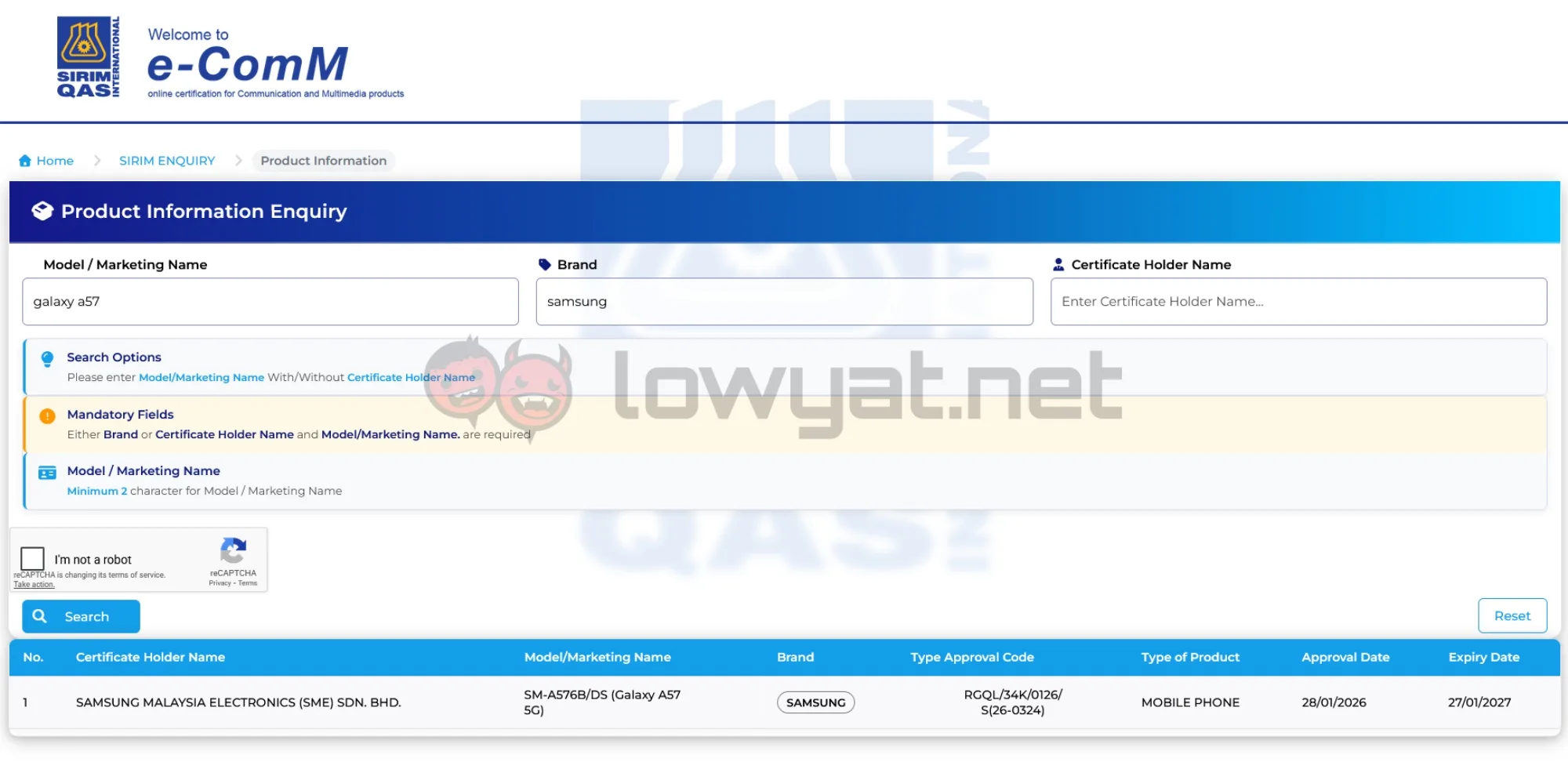 Samsung Galaxy A57 SIRIM